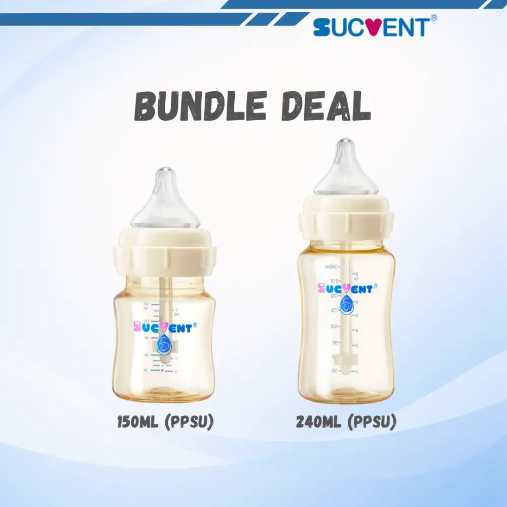 BUNDLE DEAL - SucVent 150ML PPSU + 240ML PPSU Anti-Colic Baby Milk Bottles