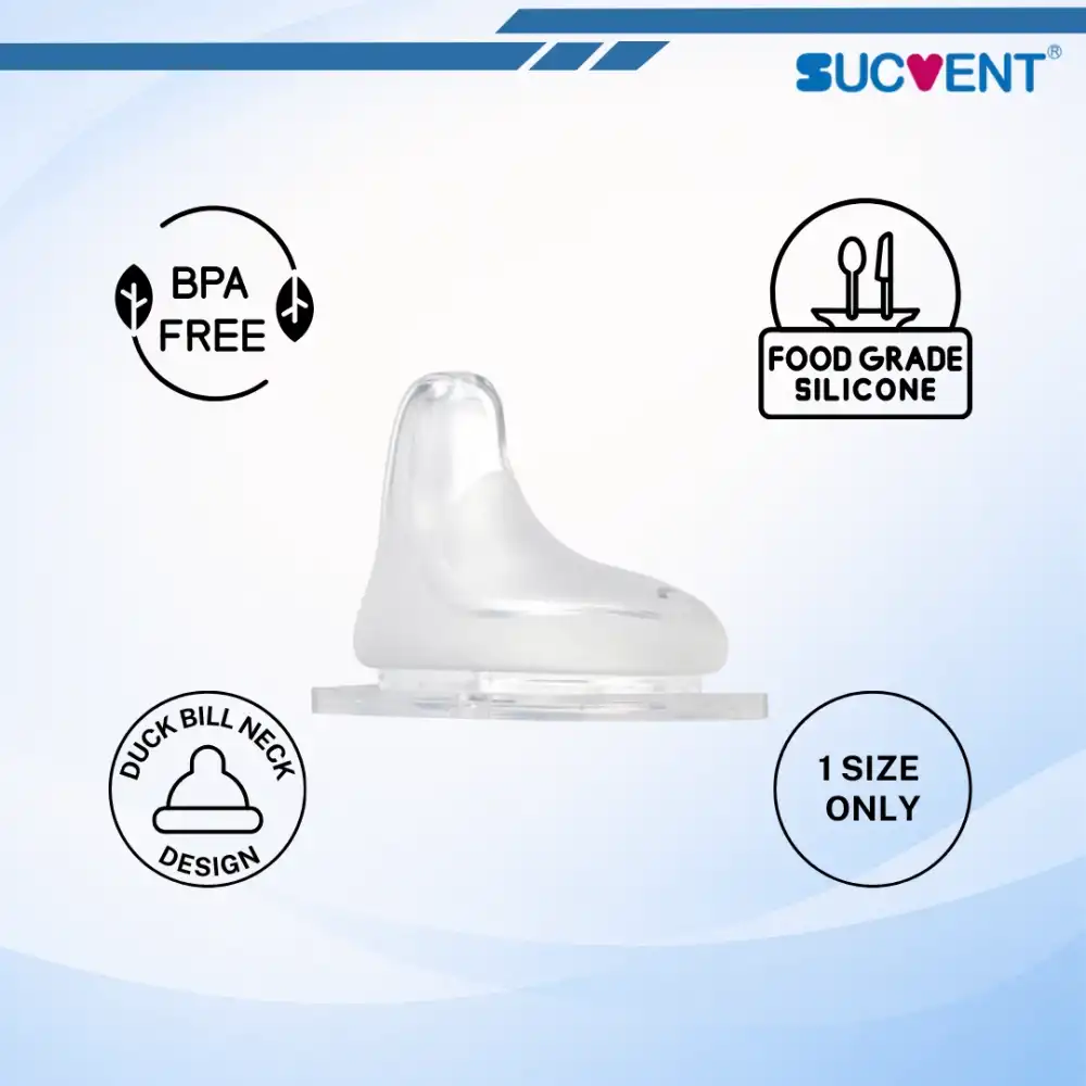 SucVent Duck Bill / Spout Neck Silicone Teat / Nipple for Baby Feeding / Milk Bottle - (Spout / Fast