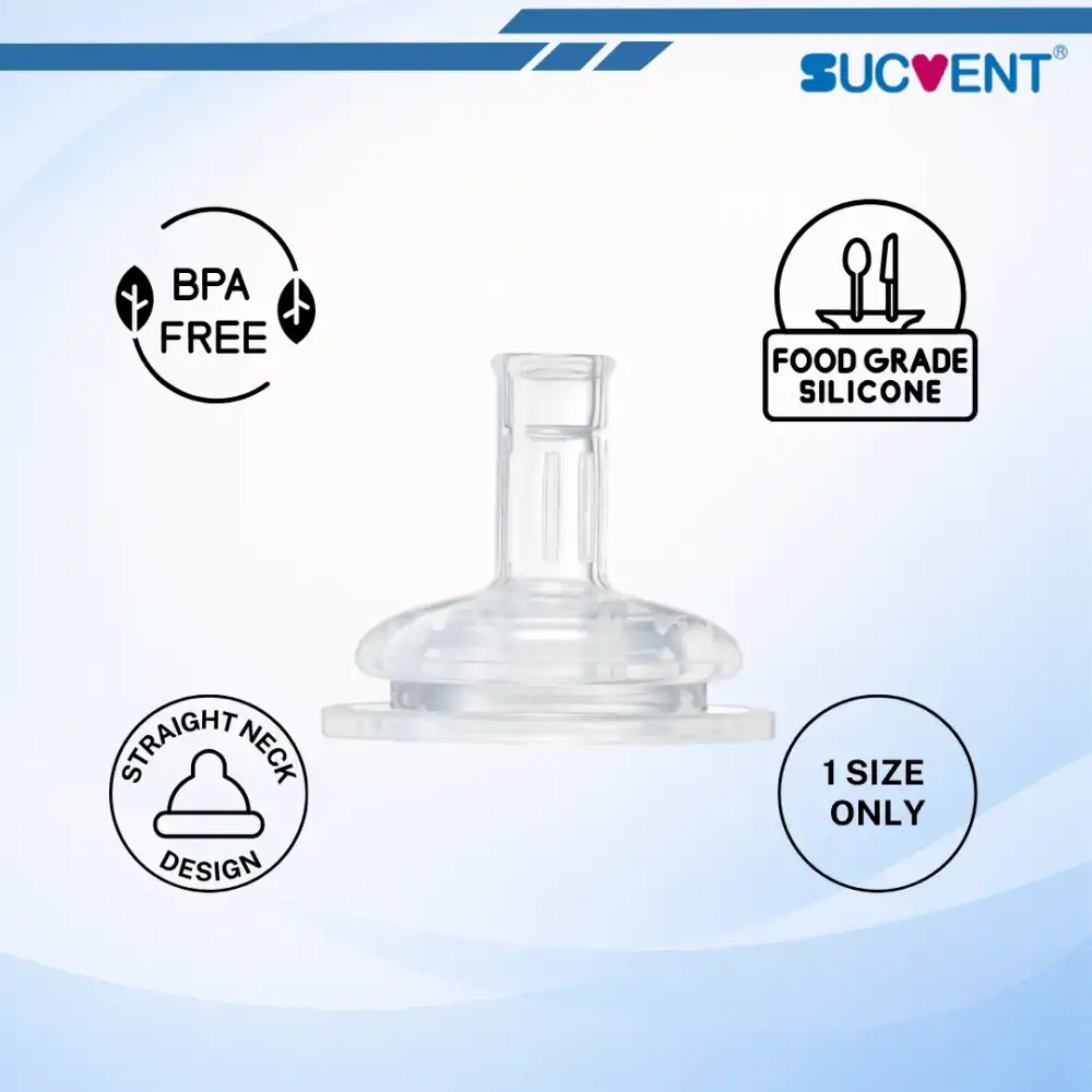 SucVent Straight Neck Silicone Straw for Baby Feeding / Milk Bottle - (Straw / Variable Flow Rate)